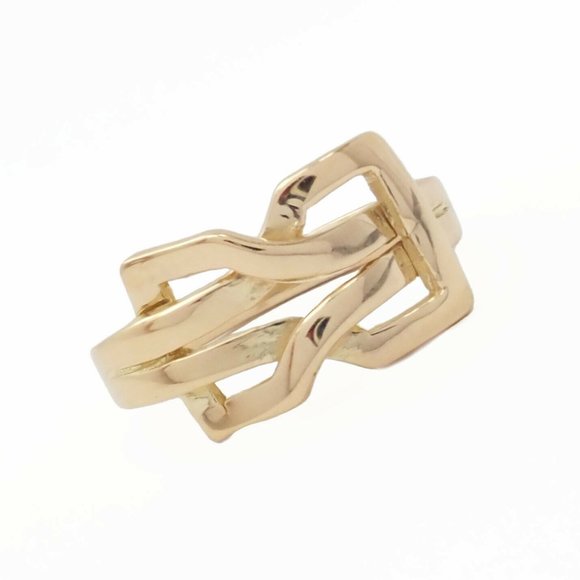 Authentic! Ilias Lalaounis Greece 18k Yellow Gold Belt Buckle Ring